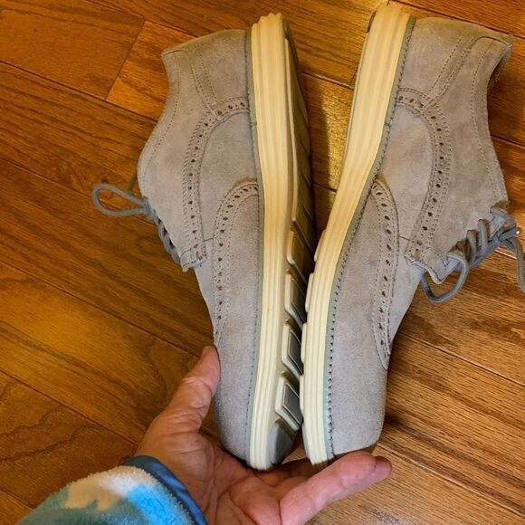 Cole Haan Grand OS Men's Gray Suede Wingtip Oxford Lace-Up Sneakers Size 10 - Picture 4 of 9